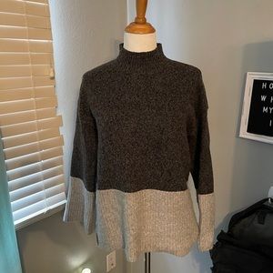 Michael Kors gray color block turtleneck sweater